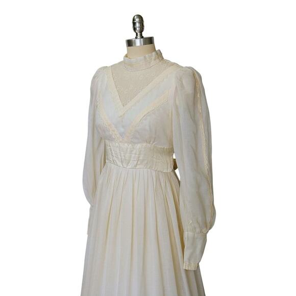 Gunne Sax Ivory Victorian Style Prairie Dress Size 11 M Vintage 70s Wedding - Picture 5 of 9